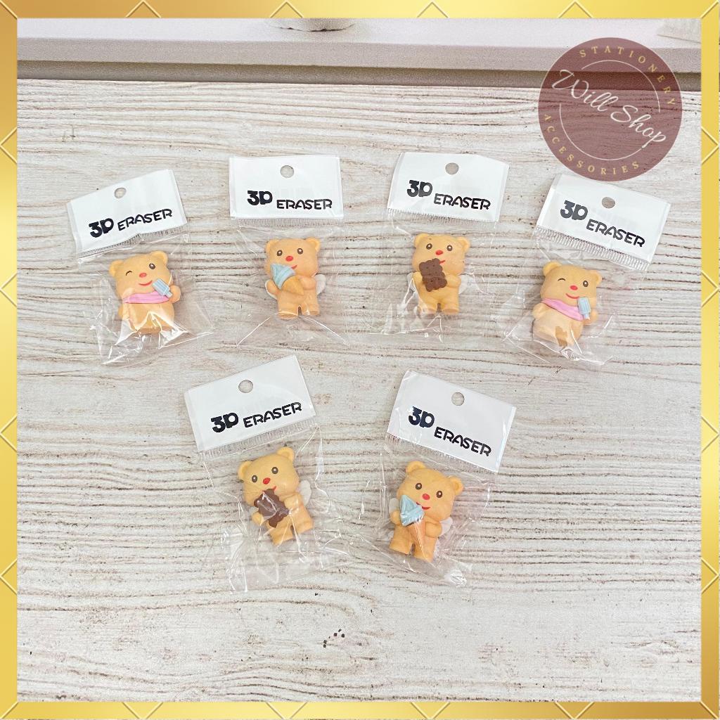 PENGHAPUS SETIP KARET HAPUSAN MODEL KARTUN BUTTER BEAR / LUCU UNIK PERLENGKAPAN SEKOLAH READY GROSIR