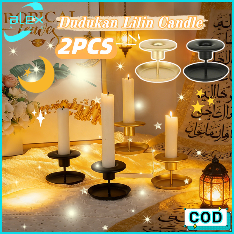 Tempat Lilin Antik Candle Holder Bahan Baja Hitam Emas Tempat Candle Tempat Lilin Vintage Tempat Lil