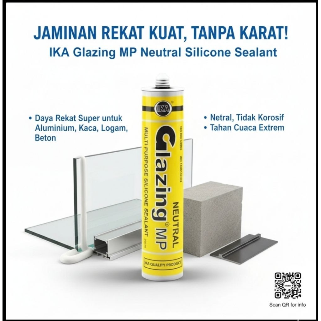 IKA Glazing Silicone sealant netral  lem kaca alumunium/kayu/logam/plastik/metal