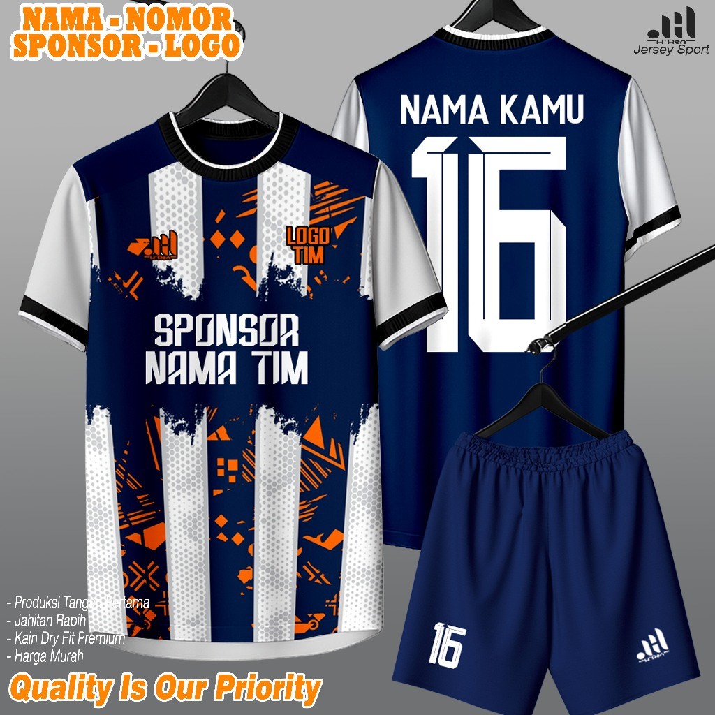 Jersey Setelan Dewasa Custom Nama Nomor logo sponsor baju Bola pria wanita Futsal printing olaharaga