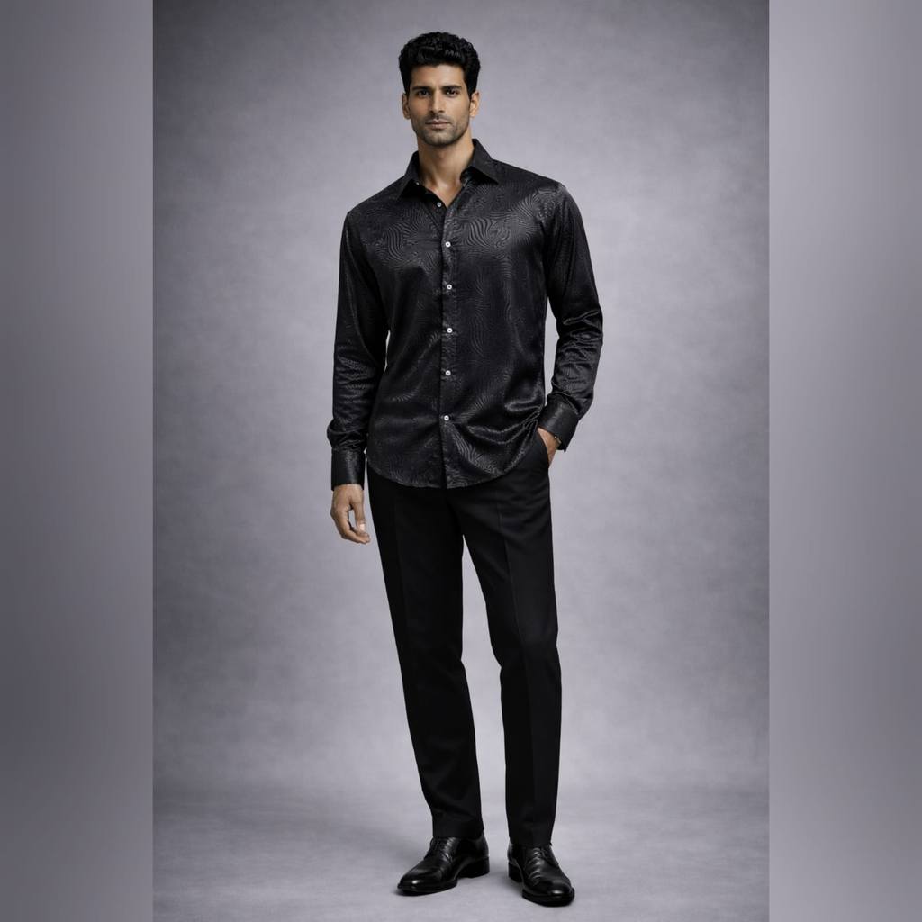 KEMEJA PRIA INDIA SATIN SILK EMBOSS PREMIUM