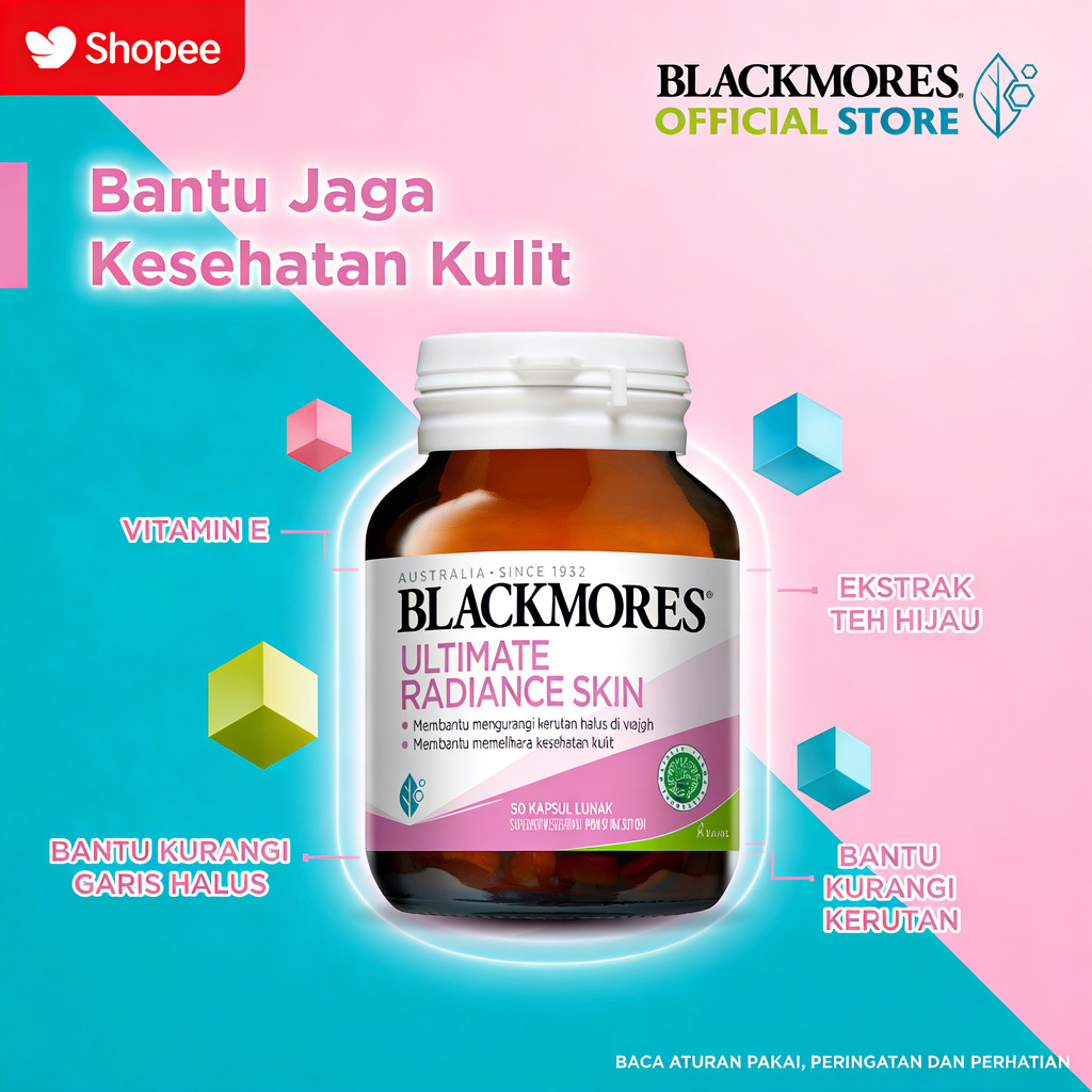 Blackmores Ultimate Radiance Skin 1 Kapsul Sehari Mengandung Kolagen, Vit E, Ekstrak Teh Hijau & Lai