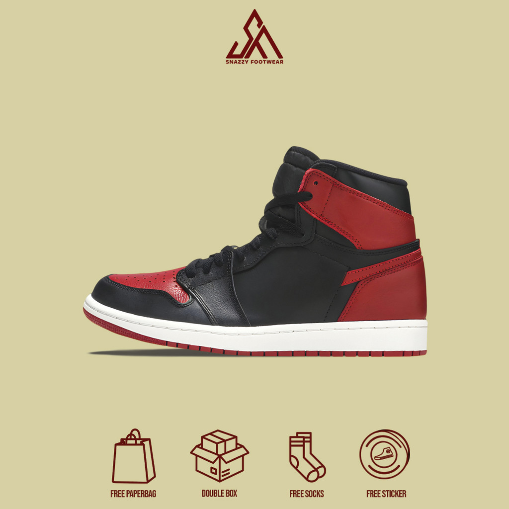 Sepatu Sneakers Nike Air Jordan Retro 1 High Og Banned 2016 100% Original Unisex