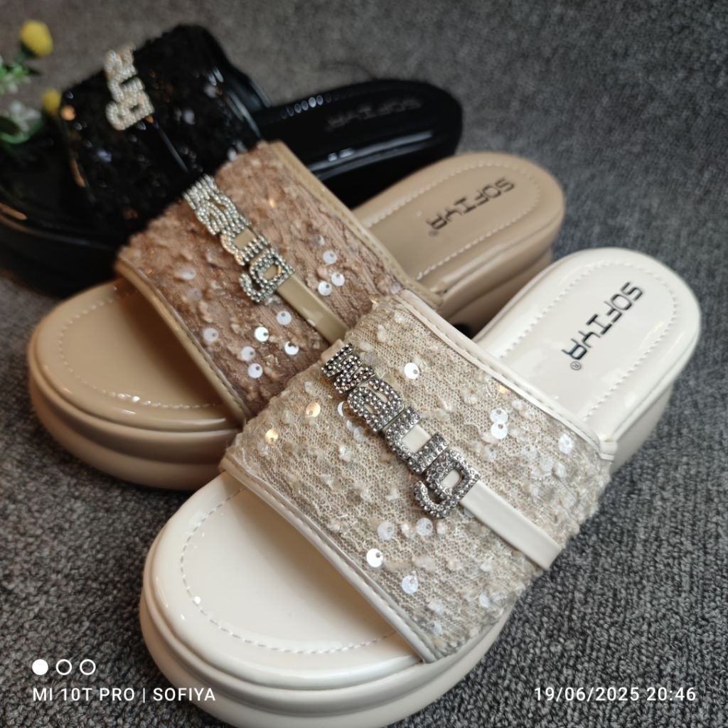 SOFIYA ORI 8288 1A SANDAL WANITA IMPORT / SENDAL HEELS 7.5 CM / SANDAL SLOP IN HILLS