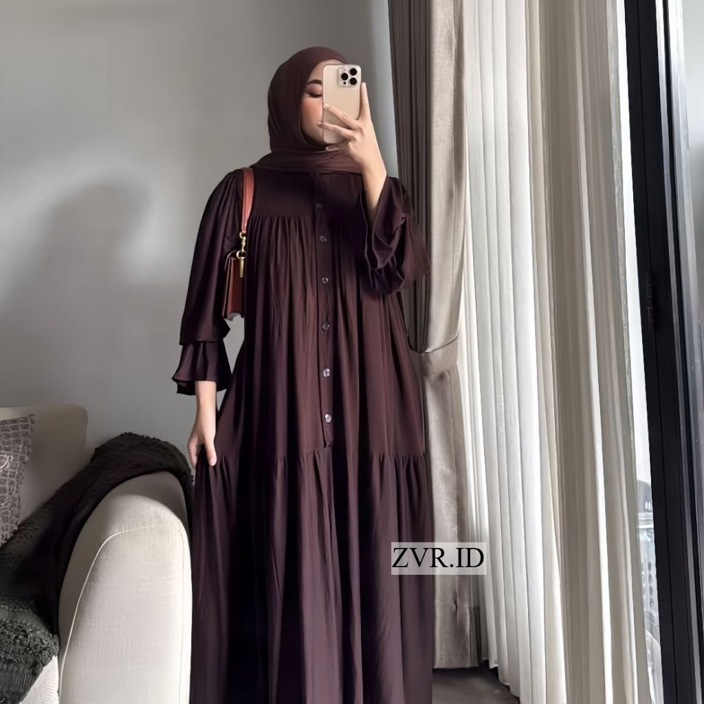 Gamis Lebaran Rayon Twill Bahan Premium Quality LD 120cm Kancing Depan Busui Friendly