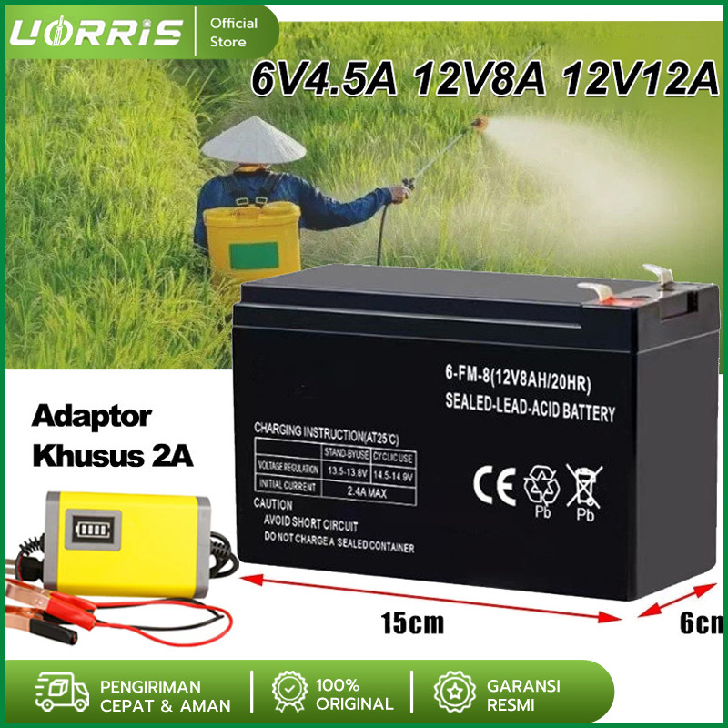 Aki Battery 8AH msa hitam / aki tangki semprot/aki mobil mainan/aki battery batre accu sprayer elekt