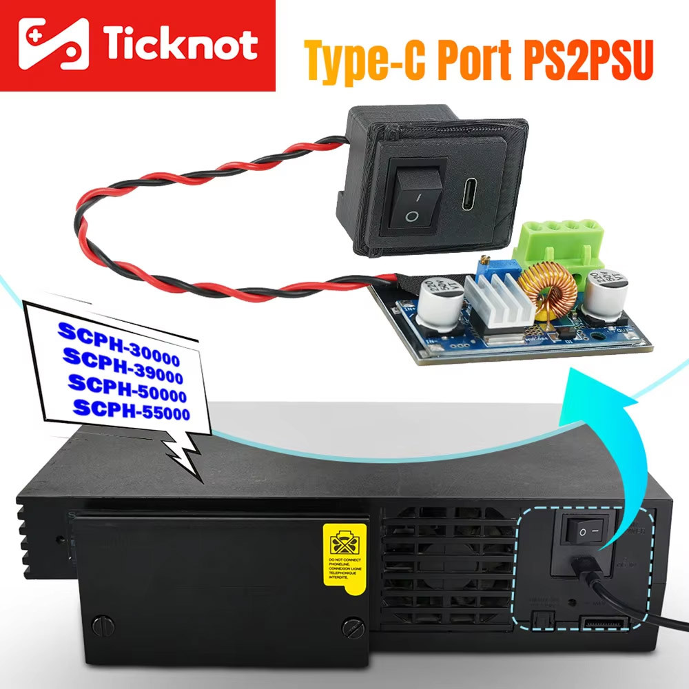 TicKnot Replacement Type C PSU Mod For PS2 Power Board For PS2 Fat Console 3XXXX/5XXX Power Supply B