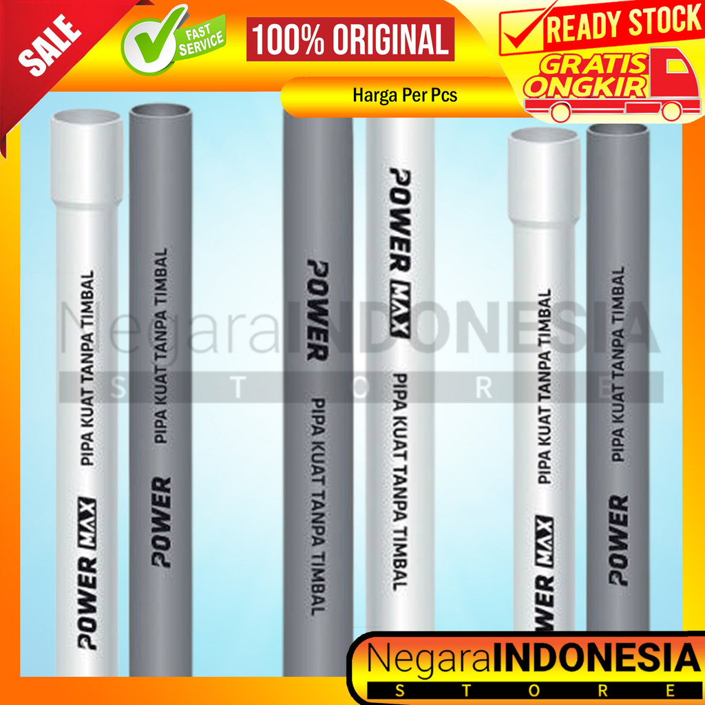 Pipa PVC Power Paralon 1 Inch 1 2 Inch Inci Putih Abu Abu Per Meter Tanpa Timbal Non Toxic Tidak Ber