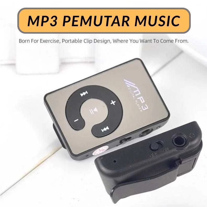 Logo MP3 Player Micro SD Card Dengan Klip Pemutar Lagu Mp3 Player Mini Sd Card