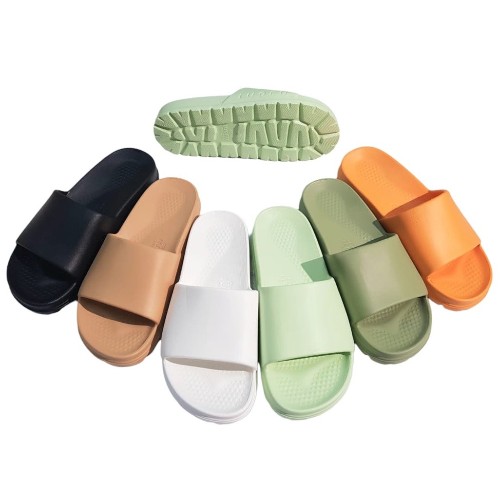 Luofu Sandal Selop Wanita Karet Polos Empuk Ringan E6223-B6NEW (AW2) Luofu Import