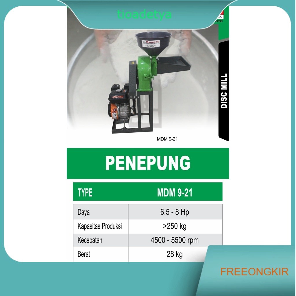 Mesin Giling Tepung MAHKOTA MDM9-21 / Mesin Gilingan Penggiling Biji Bijian Beras Jagung Cabai Cabe 