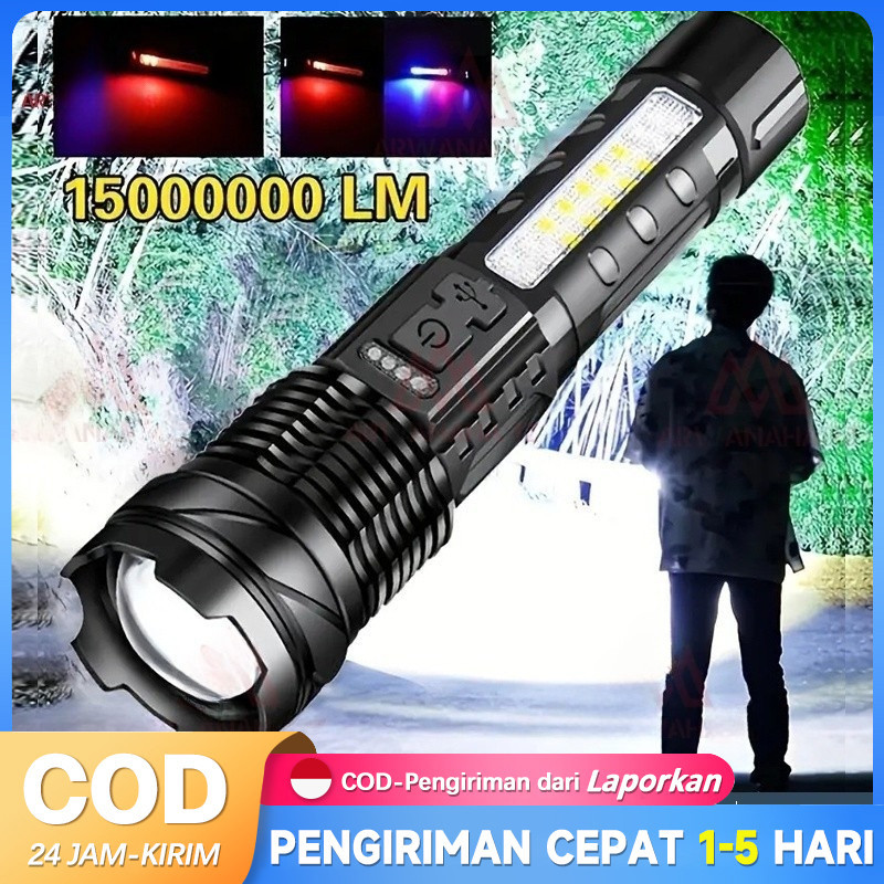 Senter Super Terang XHP50 10000 Lumens Jarak Jauh Waterproof / Senter Super Terang LED Anti Air Sent