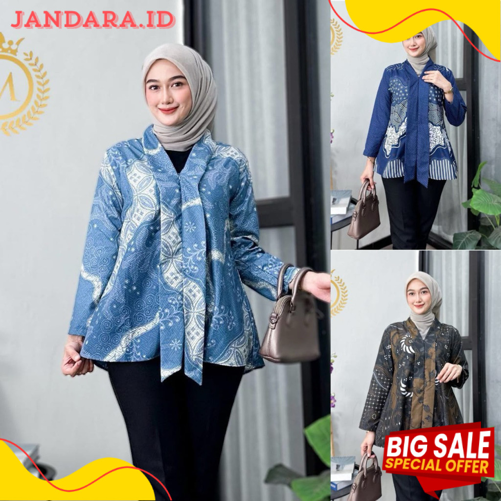 Blouse Batik Wanita Kekinian | Atasan Batik Elegan Kerja & Kondangan