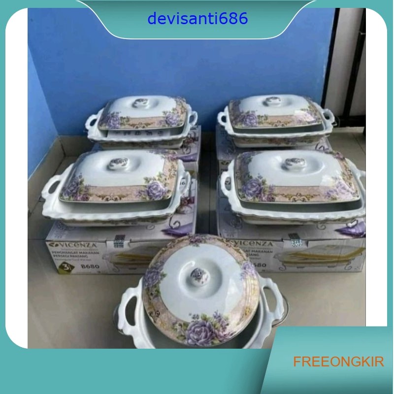 Prasmanan Set Wadah Saji Vicenza Magnolia 4 Persegi 1 Bulat