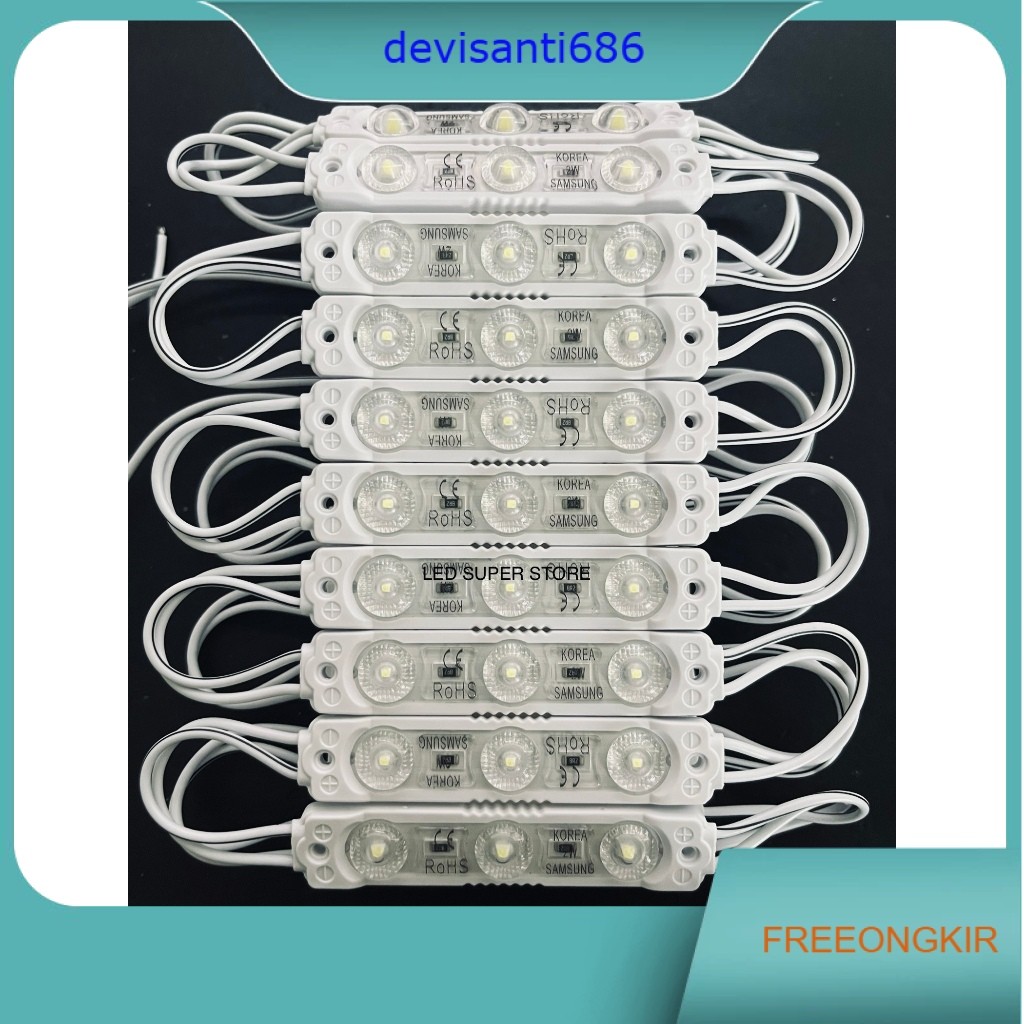 [100pc] LAMPU MODULE LED 3 MATA SAMSUNG 2835 | Lensa BENING Cool WHITE 12Volt 2Watt KOREA Tipe 7114