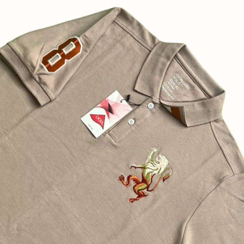 PESTA RAHMADAN giordano/kaos kerah logo singa import/kaos kerah pria logo 3D kaos polo pri kerah raj