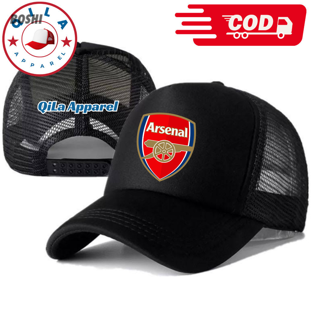 Topi Trucker ARSENAL - Topi Distro ARSENAL Logo - Topi ARSENAL Premium - Topi Pria Dewasa - Topi Pri