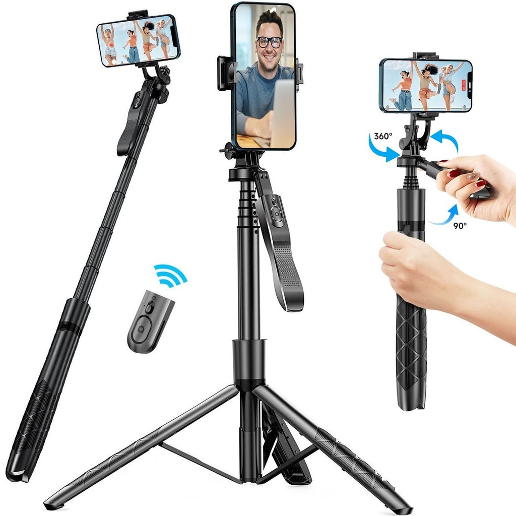 Tongsis Tripod dengan Remote untuk iPhone, Ponsel, Kamera Gopro, Tripod Ponsel yang Dapat Diperpanja