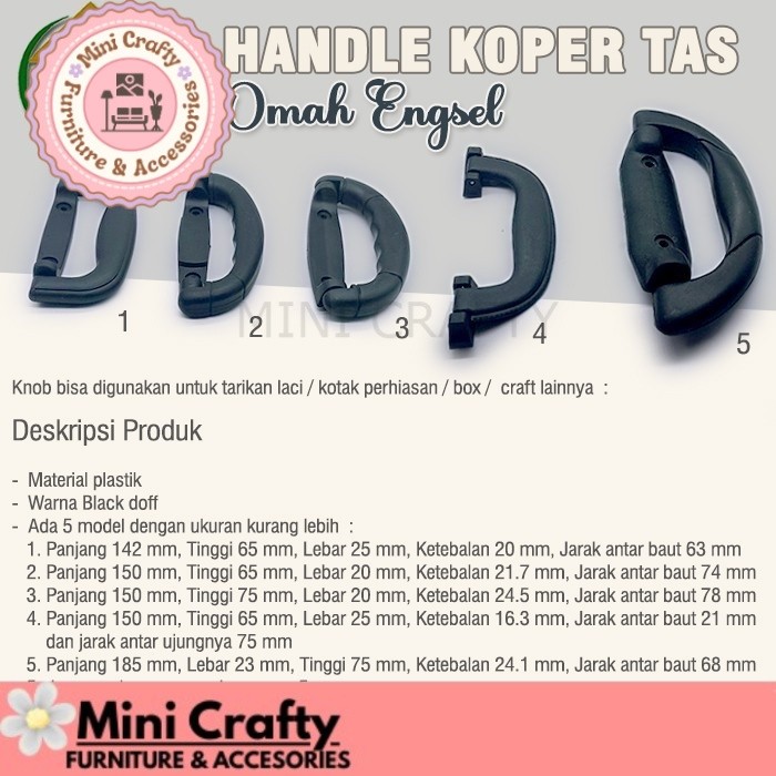 Handle Koper Gagang Tas Briefcase Handle Koper Plastik Hitam - Mini Crafty