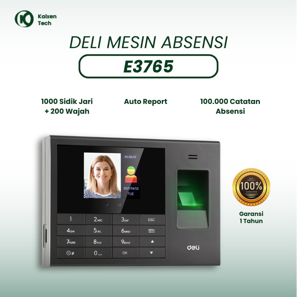 Mesin Absensi Biometrik Deli E3765 Biometric Absensi Deli E3765