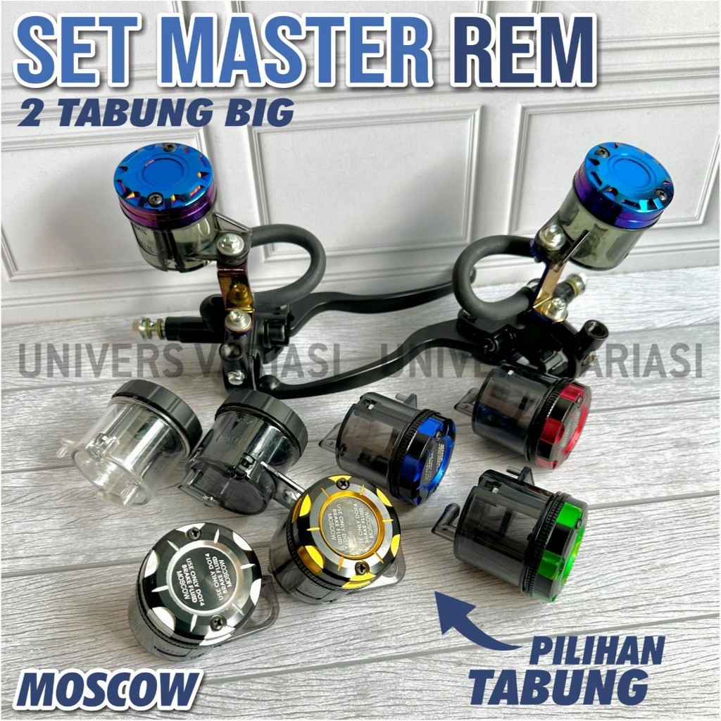 ALIANSHOP SET HANDLE MASTER REM CLASSIC SEPASANG TABUNG BESAR BIG SMOKE TUTUP CNC DOUBLE TABUNG 2 TA