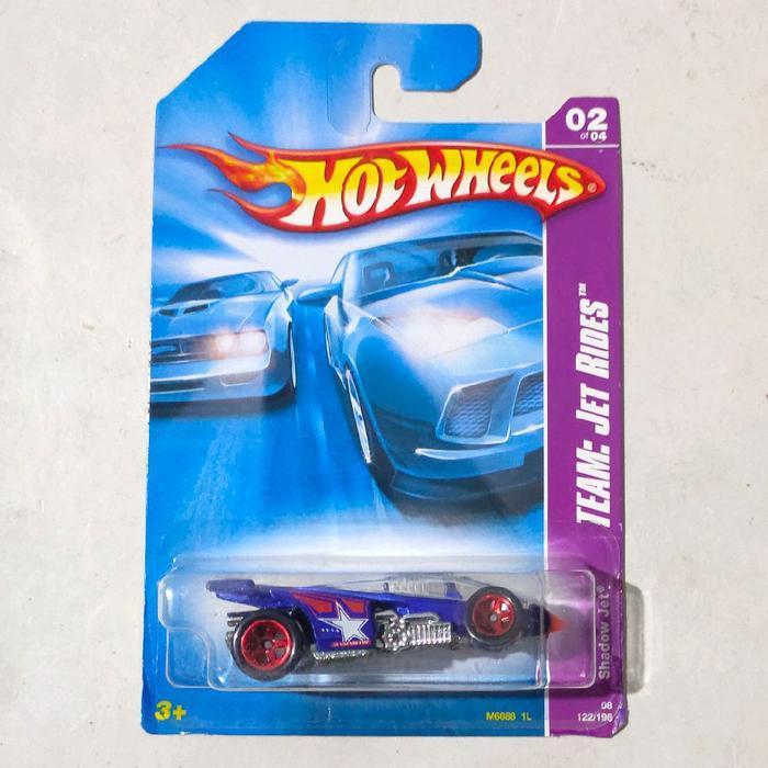 Mainan Hot Wheels Shadow Jet biru tampo bintang 2008 Team Jet Rides base besi rare