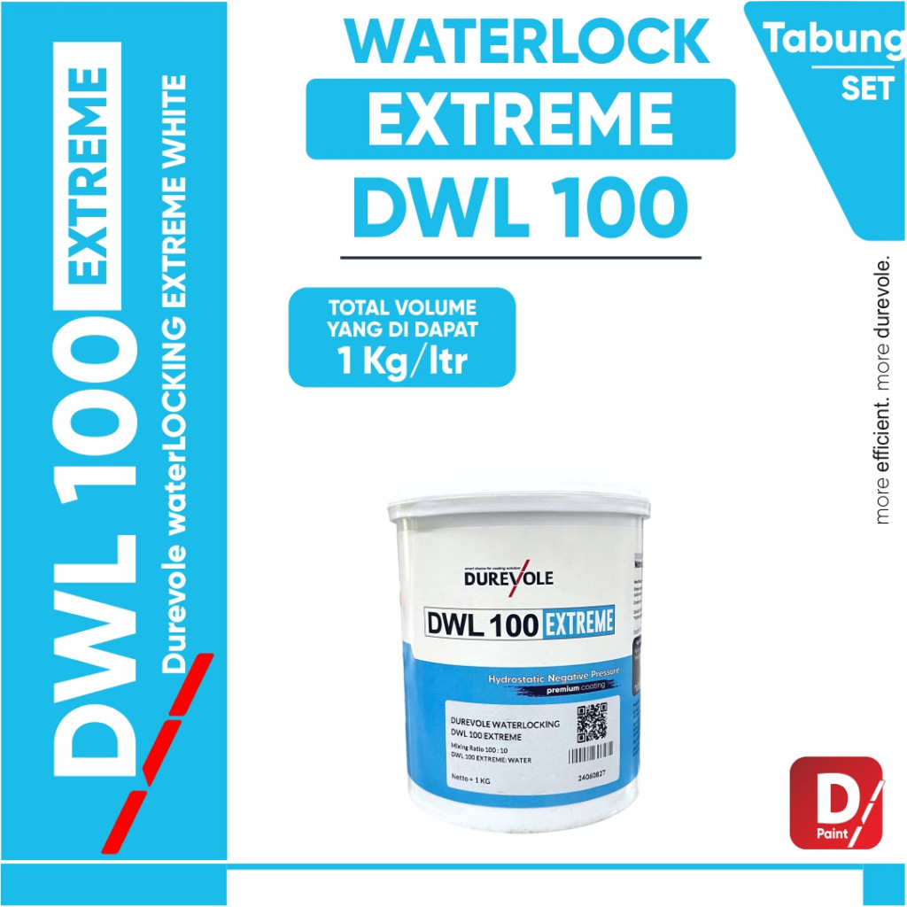 CAT TEMBOK ANTI BOCOR INTERIOR - DWL 100 WHITE - DUREVOLE WATERLOCKING - HYDROSTATIC NEGATIVE PRESSU