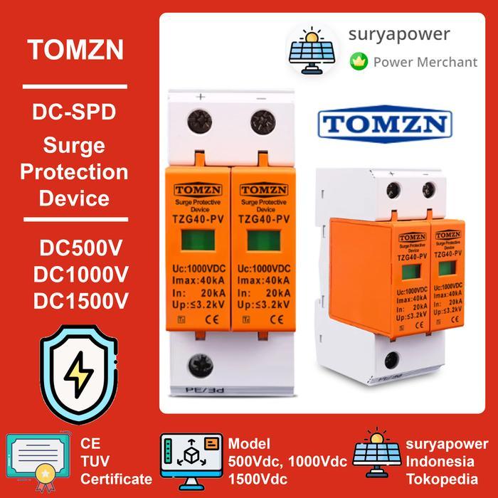 SPD DC - 500V 1000V 1500V - SURGE ARRESTER DC - TOMZN - SURYAPOWER - SPD 1000VDC 2P