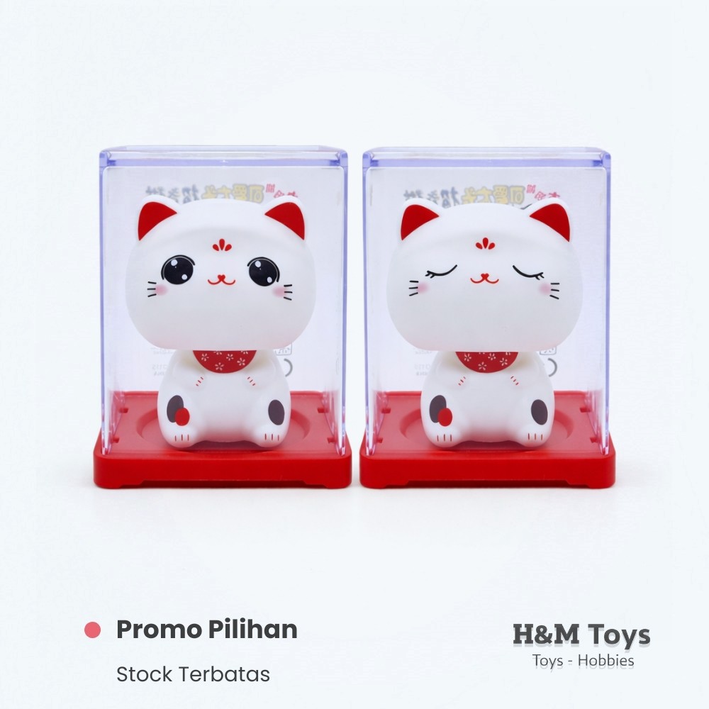 Pajangan Meja Kucing Keberuntungan Solar Power - Boneka Kucing - Hiasan Dashboard Mobil Lucu