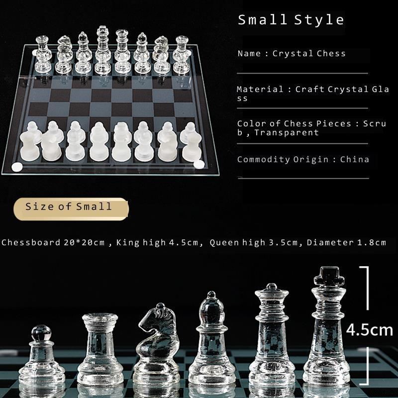 Craft Crystal Glass Luxury Chess Set Acrylic Chess Board Anti-broken Elegant Glass Chess Pieces Boar