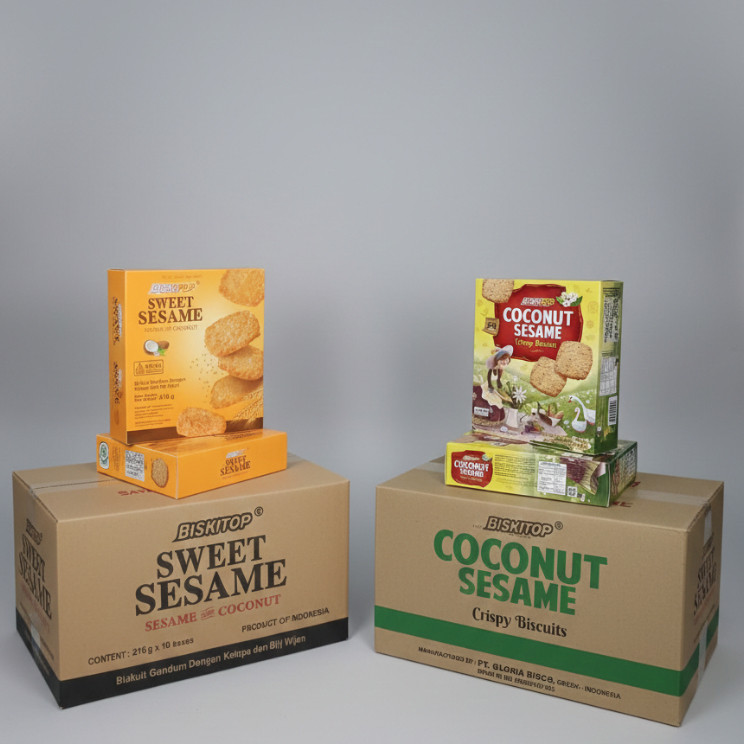 Biskitop Sweet Sesame Biscuit 216 gram x 10 / Biskitop Coconut Sesame Biscuit 216 gram x 10 / Biskit