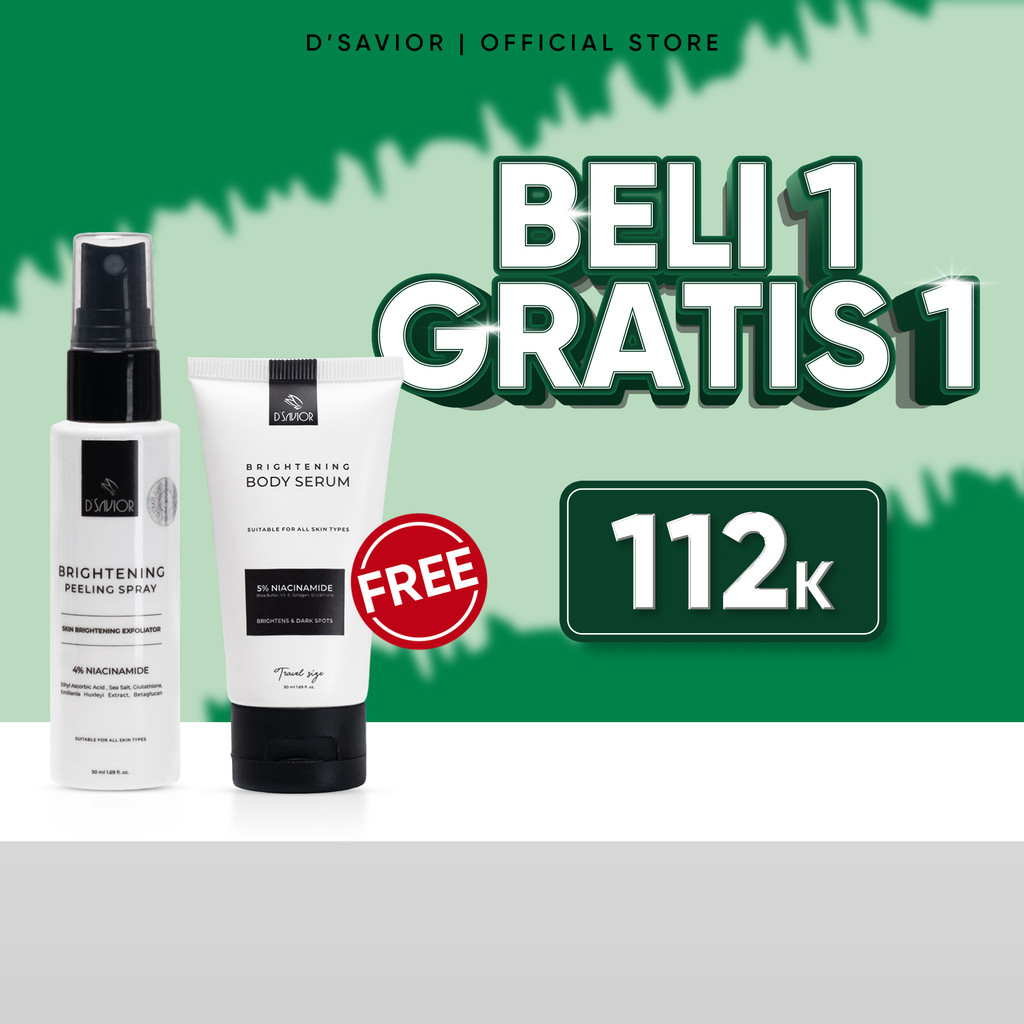 BUY 1 GET 2 | D'SAVIOR Peeling Spray Glutha Collagen 50ml GET Body Serum Travel Size 50ML 1PCS