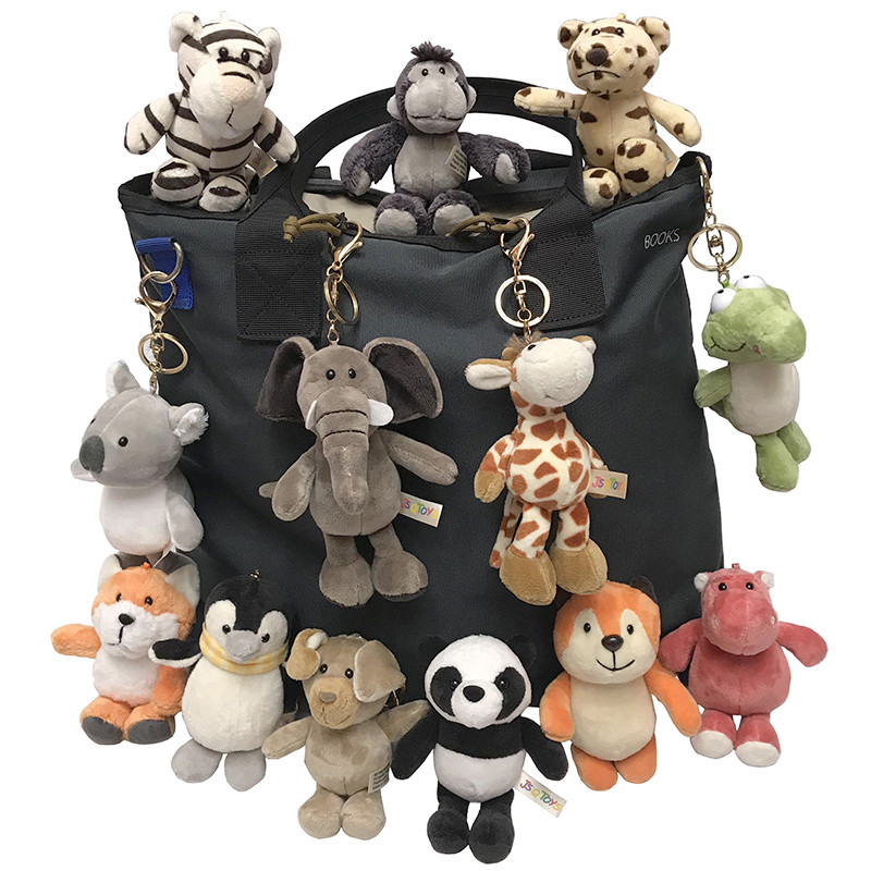 Cute Cartoon Animal Plush Keychain 15Cm Turtle Elephant Tiger Lion Hippo Raccoon Bulldog Bulldog Cat