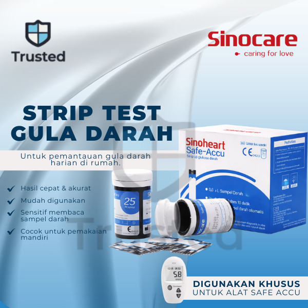 Sinoheart Strip Gula Darah Safe-Accu Strip Uji Gula Darah Sinoheart
