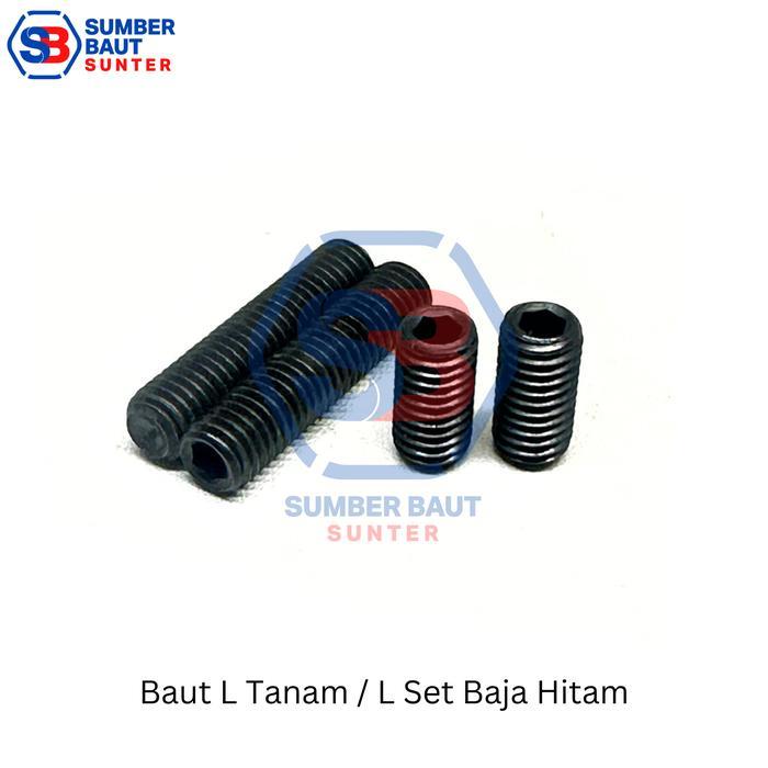 M8x50 Baut L Tanam / L Set Screw Baja Hitam M8 x 50
