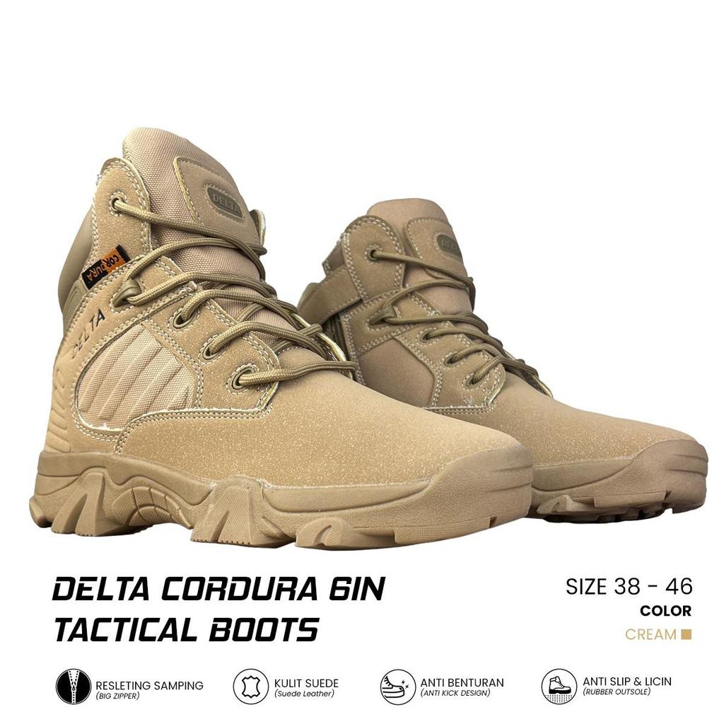 Sepatu Tactical Delta 6 Inch CORDURA Boots Hitam Shoes combat boots delta  sepatu pria