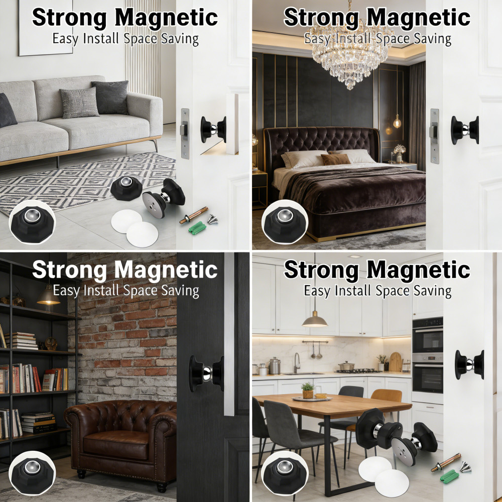 Magnet Neodymium Paket Lengkap, Tanpa Bor, Anti Bentur, Cocok untuk Pintu Besi/Kaca, PENAHAN Pintu, 