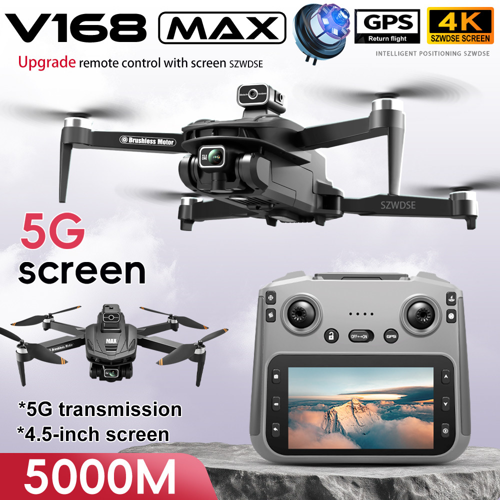 Drone GPS V168 MAX Baru Profesional dengan Kamera 4K, FPV Udara, Penghindar Rintangan, dan Remote Ko