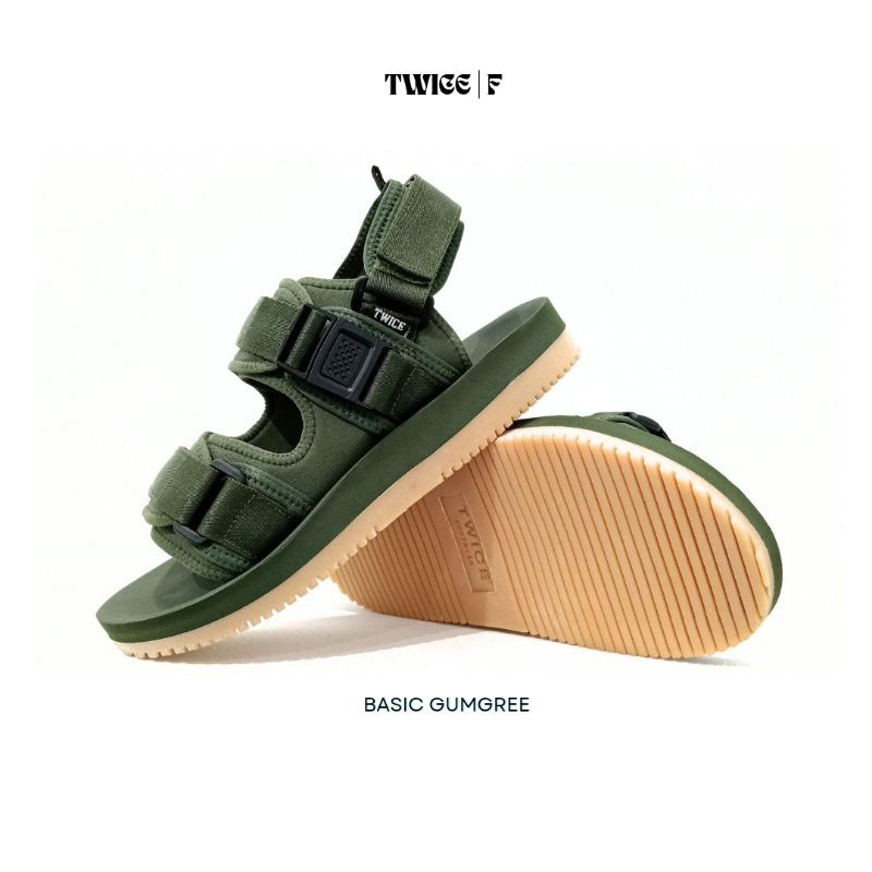 Custom TradeMark | TWICE BASIC GUMGREE | Sandal Traveling Unisex | Sandal Pria Traveling | Sandal Wa