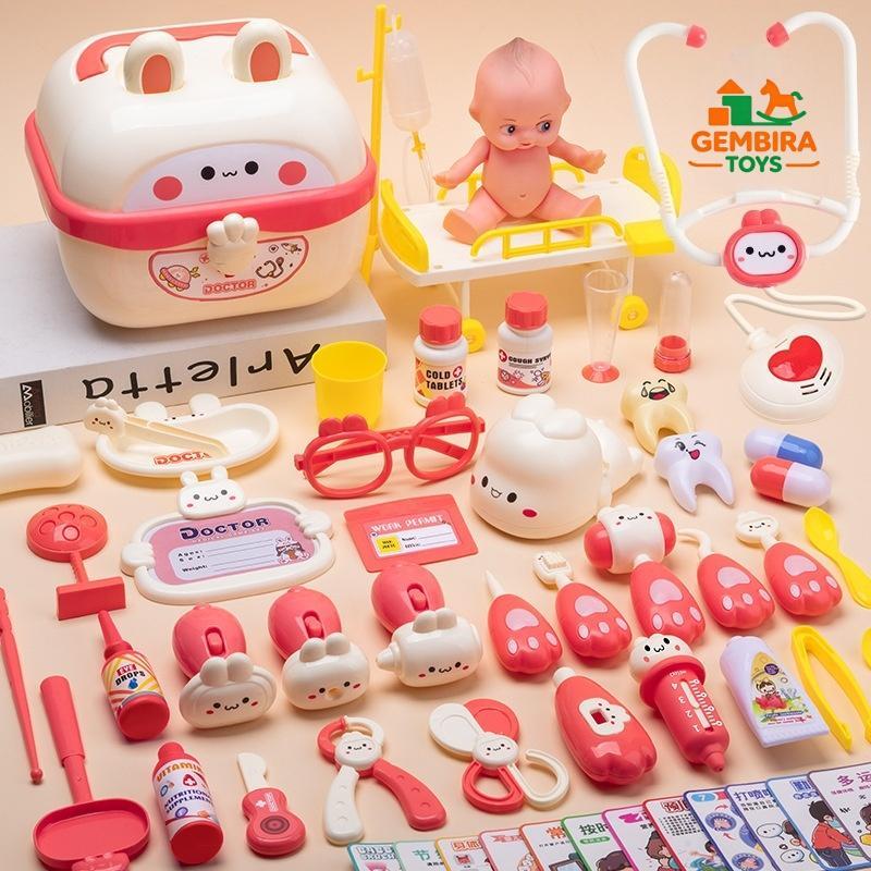 GEMBITA TOYS Mainan Dokter Anak Lengkap 39-74pcs - Alat Medis Stetoskop Dokter Gigi dengan Kotak Pen