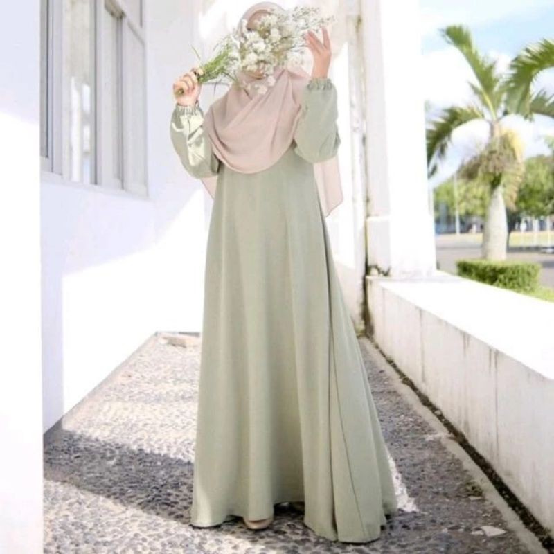 Gamis wanita putih polos/NADIRA MAXI DESS/S M L XL XXL/dress wanita matt Crinkel Airflowpakaian cewe
