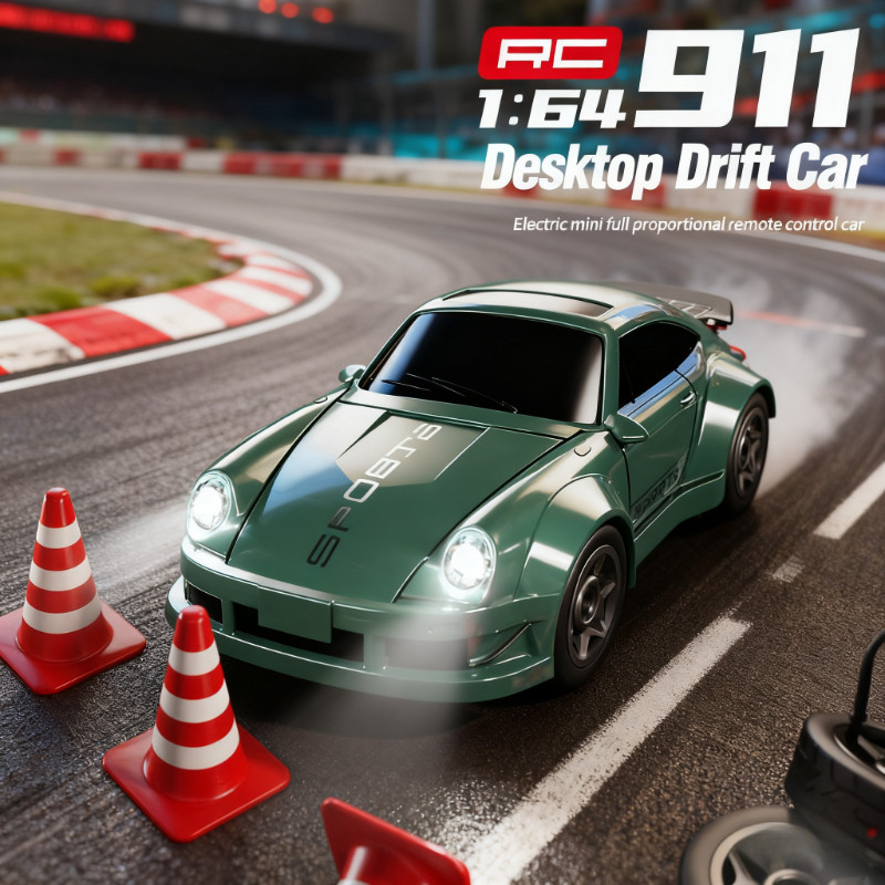 1: 64 Mini High-speed Four-wheel Drive Remote-controlled Drift Car Reargeable Desktop Racing Model f