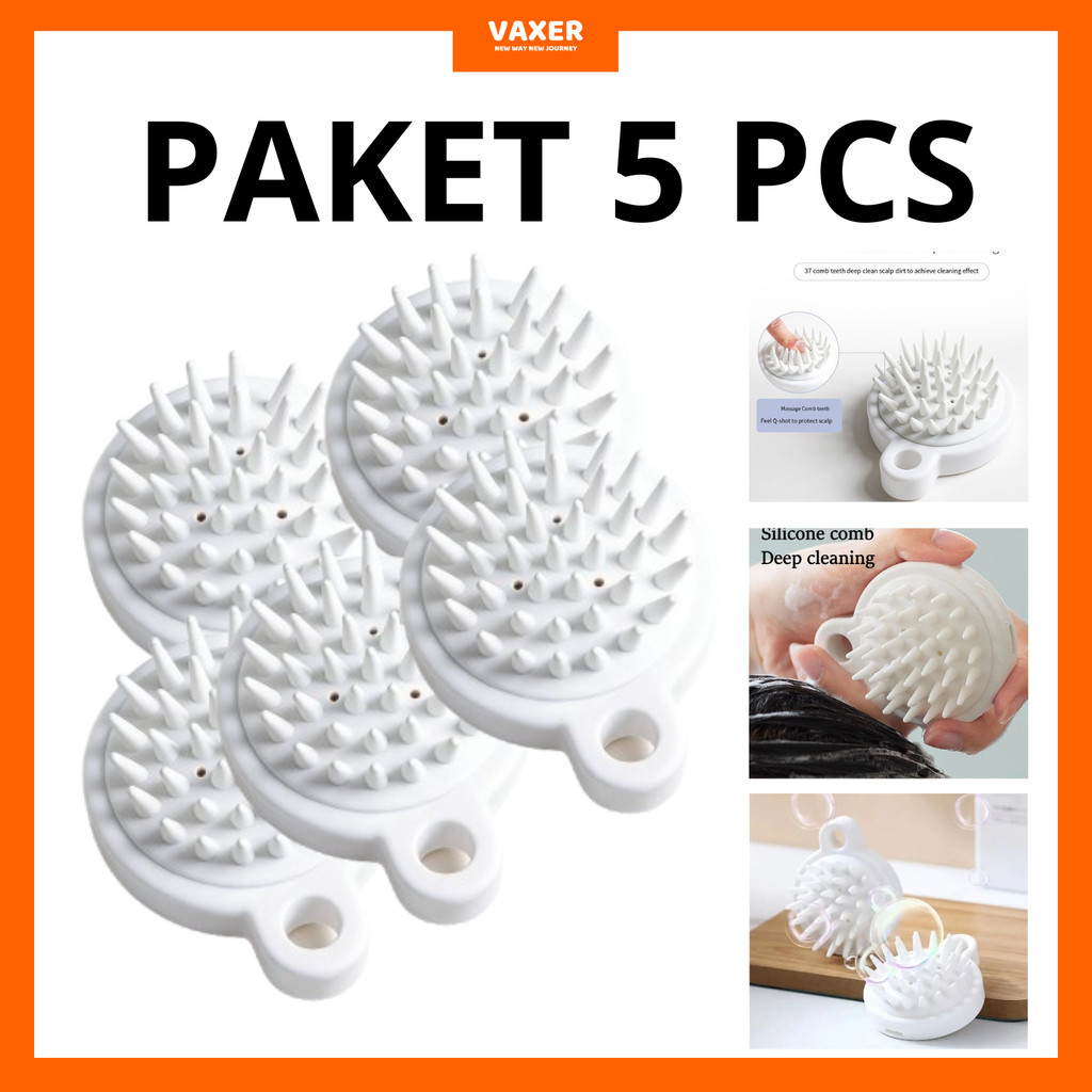 PAKET 5 PCS Sisir Pijat Kepala Silikon Shampoo Brush Hair Scalp Massager Anti Ketombe Sikat Keramas 