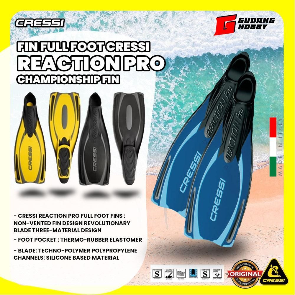 Fin Full Foot Cressi Reaction Pro – Championship Fin / Fin Scuba Diving / Kaki Katak Cressi Diving /