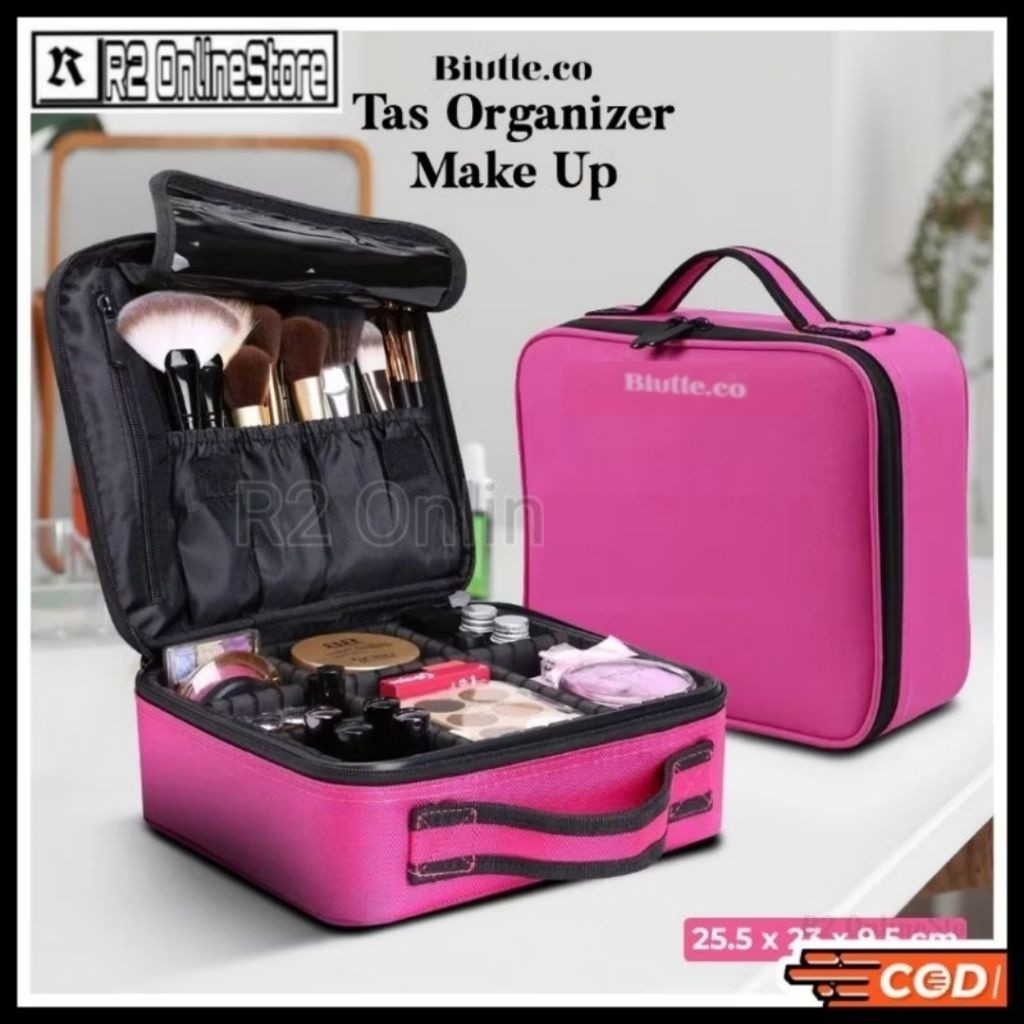 TERLARIS - Tas Koper Kosmetik Make Up Travel Organizer Bag Multifungsi 25.5 x 23 x 9.5cm Makeup Bag 