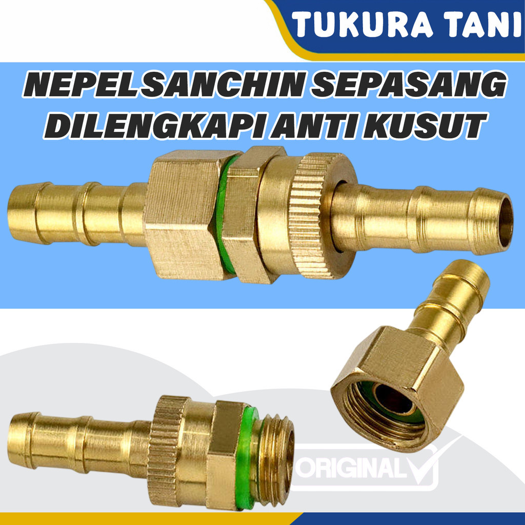 Nepel Sanchin Male Female Sepasang dilengkapi Swivel anti kusut ke selang 8.3mm Full Kuningan