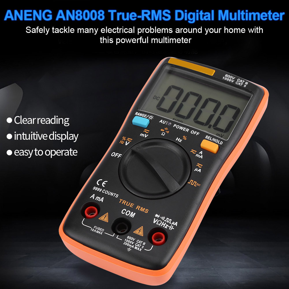 AN8008 True RMS gital Multimeter AC  Voltage Ammeter Current Ohm Meter Current Meter Ohmmeter Volt O