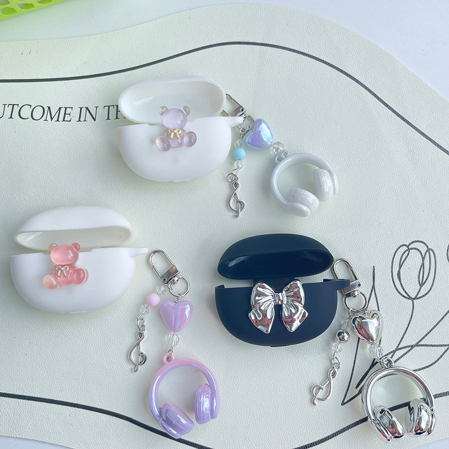 For SoundPEATS H3 case Cute Cartoon Silicone Earphone case with Keyain for SoundPEATS h3 cover