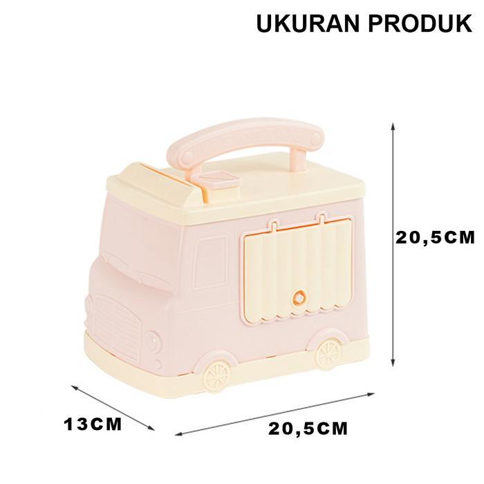 Celengan Anak Anak Bentuk Mobil Bisa Dibuka dengan Kunci - Pink