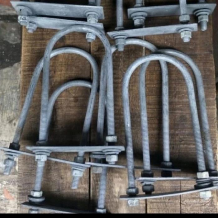 U bolt HDG 3" besi 12mm plat 3mm